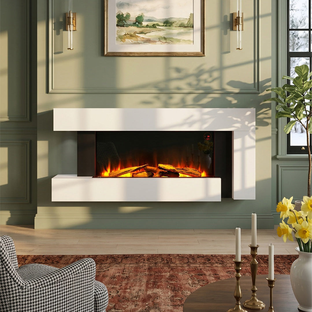 52 Inch C-Frame Freestanding Fireplace Suite