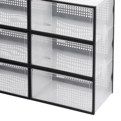 Set of 12 Clear Plastic Stackable Shoe Storage Box