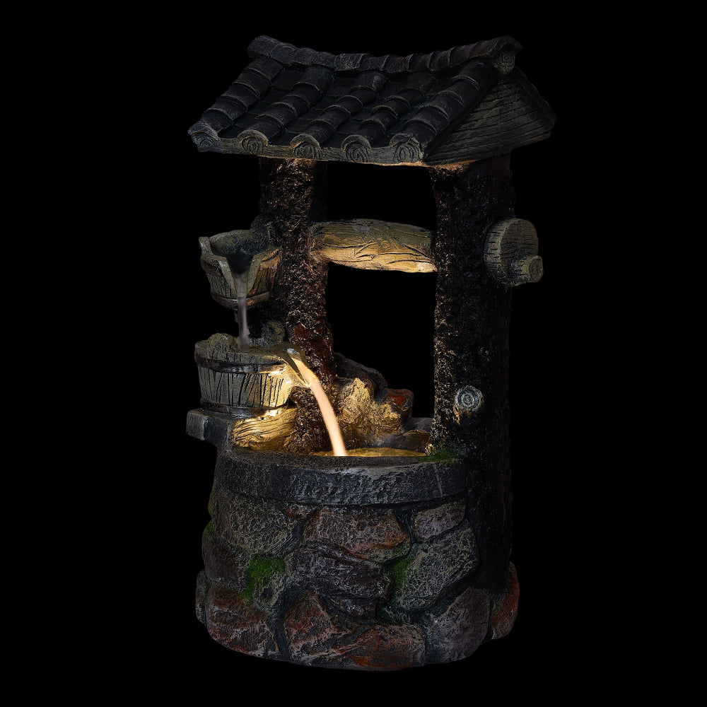 Solar Garden Water Fountain with Cascading Water Feature