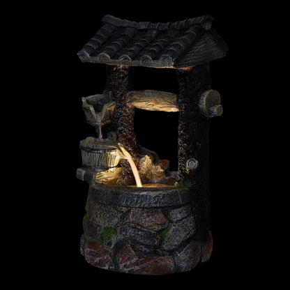 Solar Garden Water Fountain with Cascading Water Feature