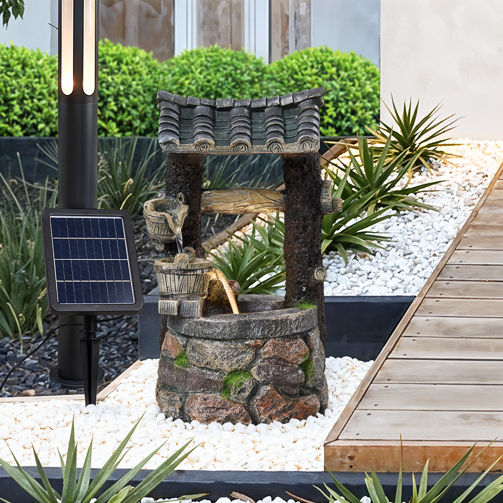 Solar Garden Water Fountain with Cascading Water Feature