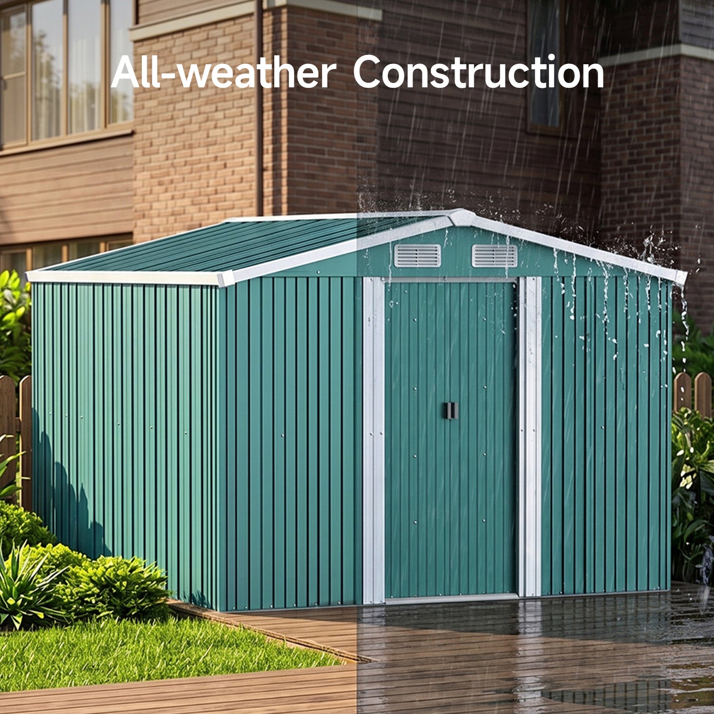 Steel Garden Storage Shed with Gabled Roof Top
