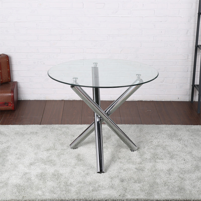 Tempered Glass Crossover Round Dining Table