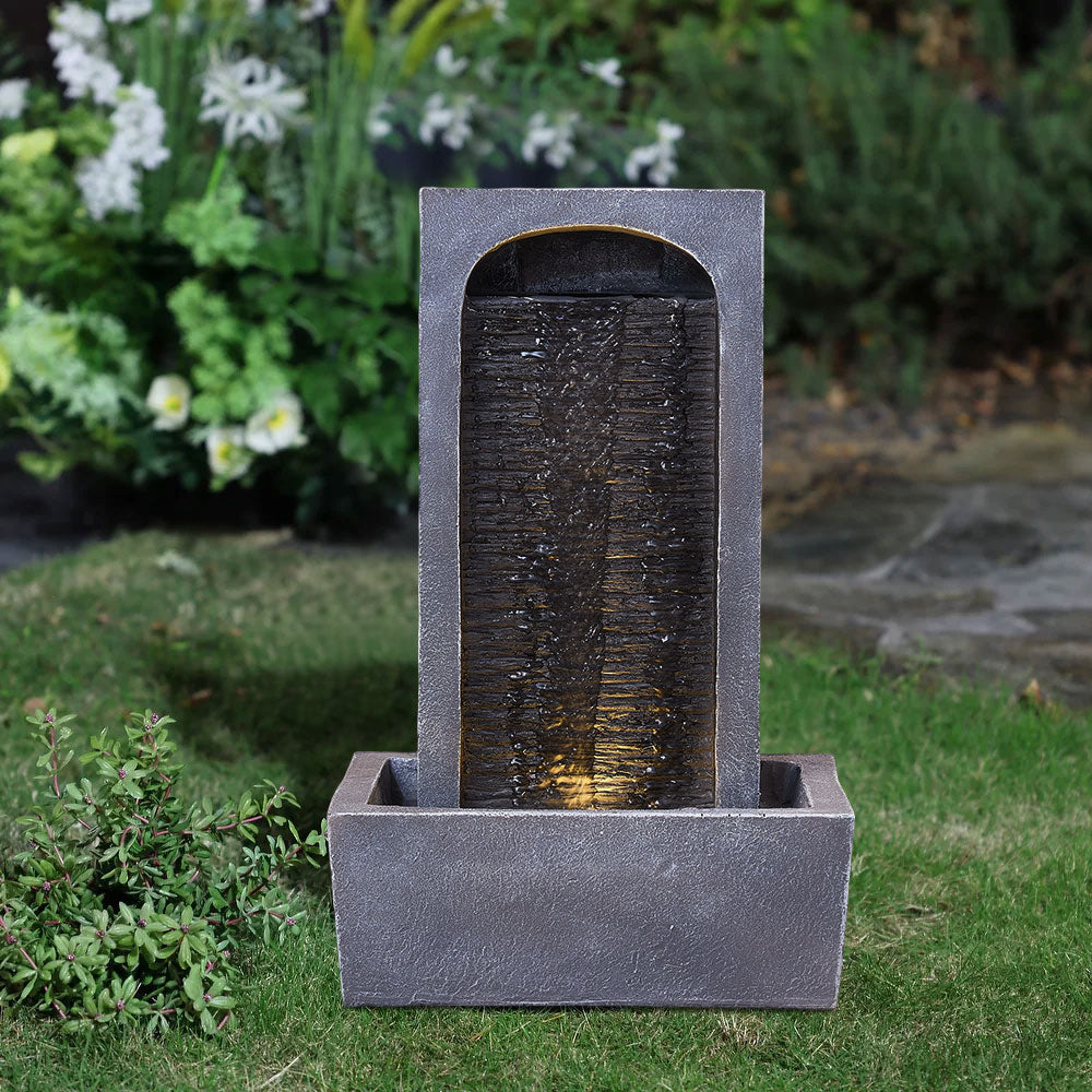 LED Outdoor Solar Slate Effect Garden Water Fountain