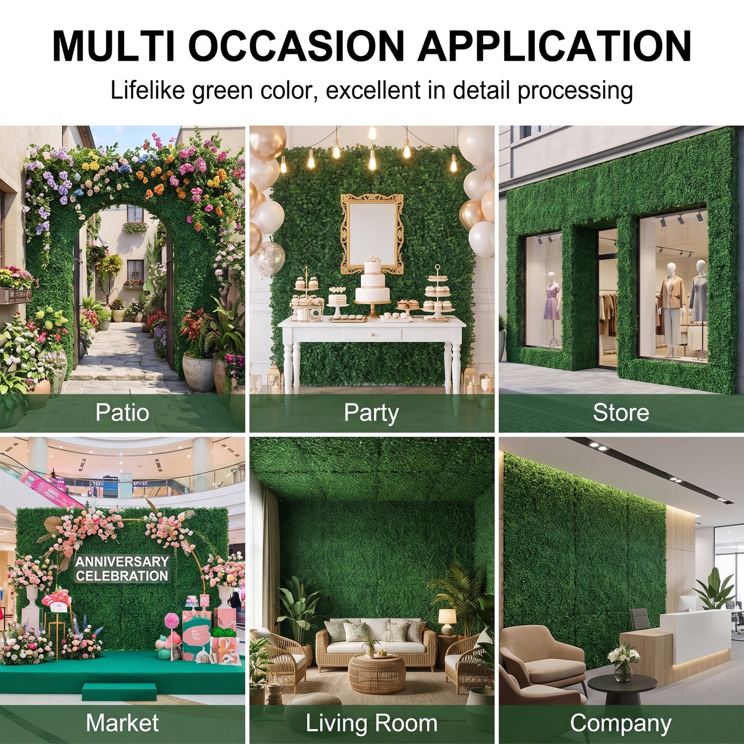 6Pcs Decorative Artificial Boxwood Panels