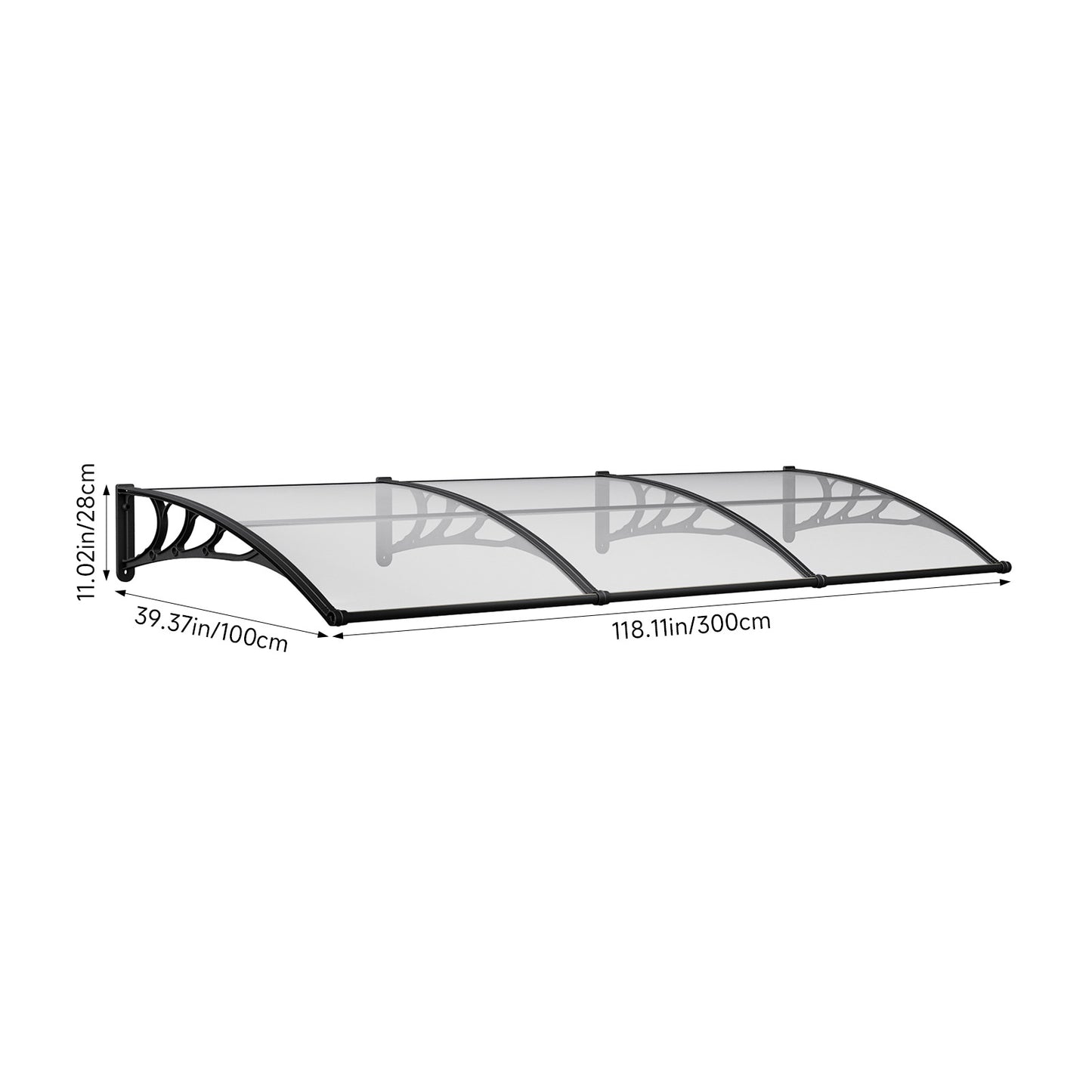 Transparent Outdoor Door Canopy Window Awning with Drainage Channel