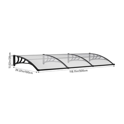 Transparent Outdoor Door Canopy Window Awning with Drainage Channel