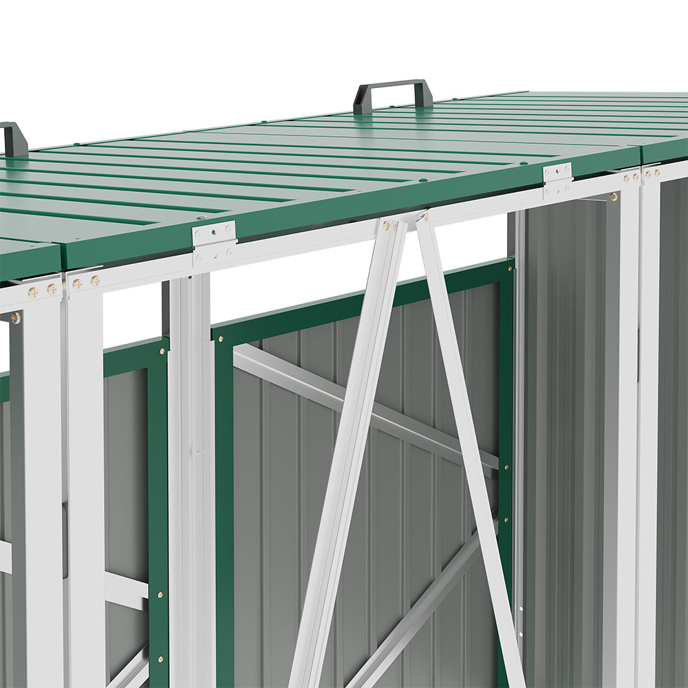 Green Metal Outdoor Garbage Bin Shed For 3 Trash Bin