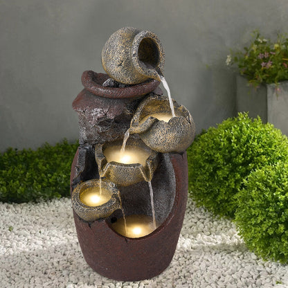 Outdoor Garden Water Feature with LED Lights