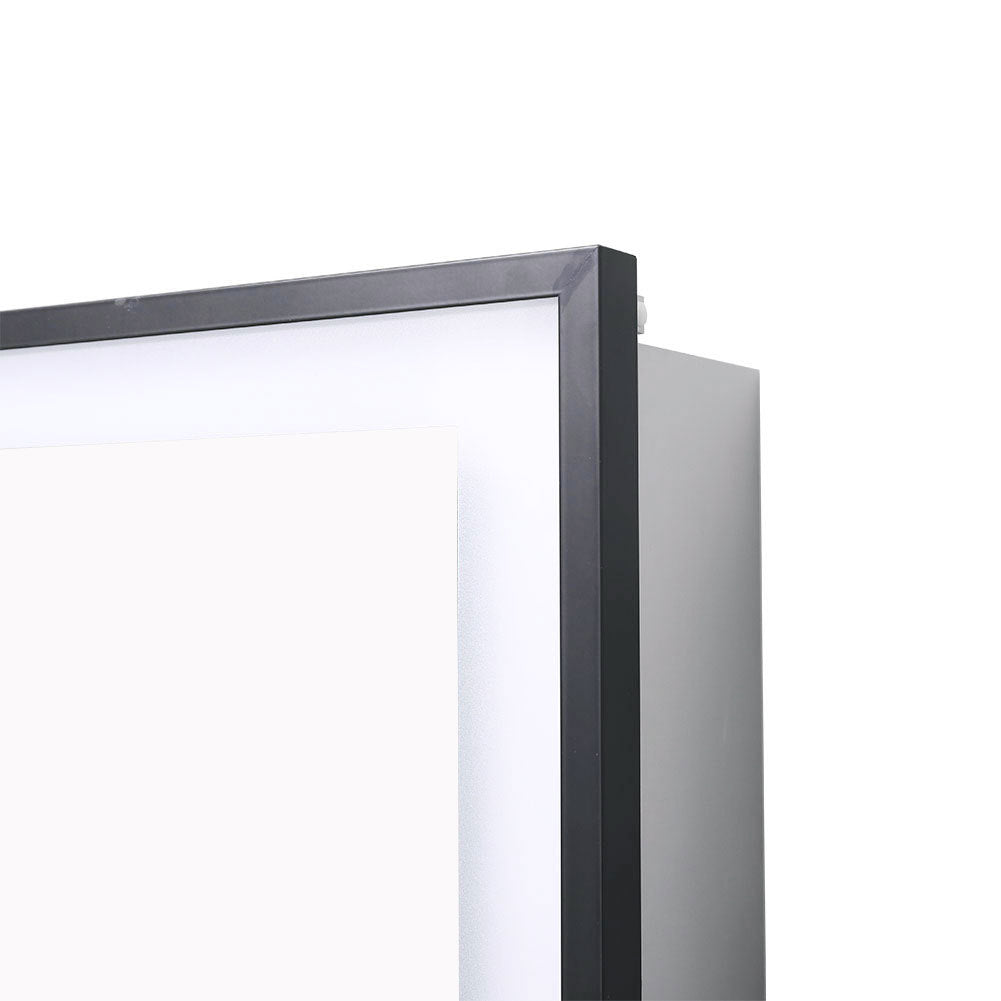 Modern Black Surface Mount LED Mirror Cabinet with Double-Sided Door