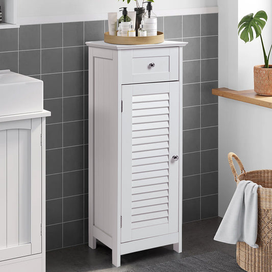 White Shutter Wooden Floor Cabinet