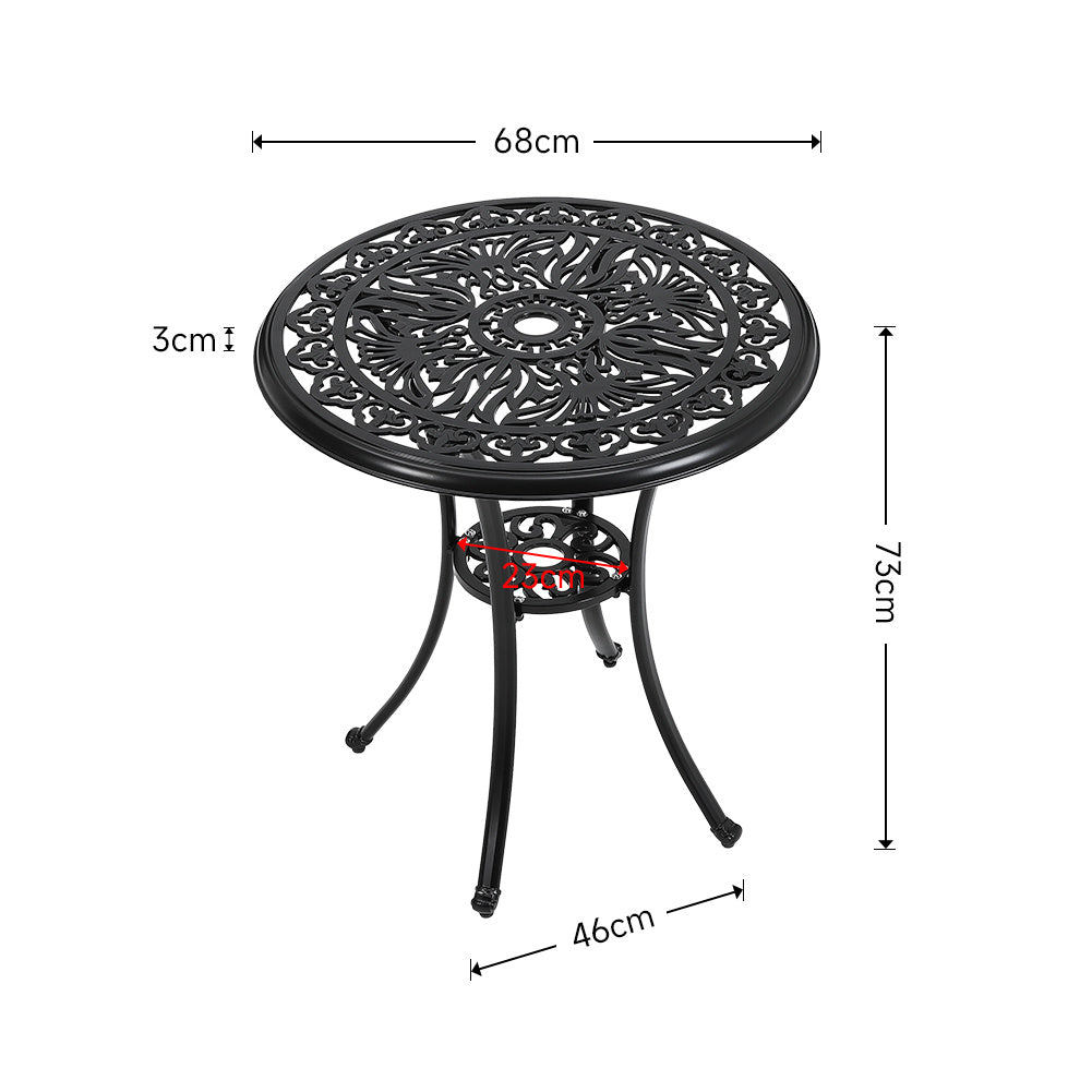 Black Round Patio Dining Table with Umbrella Hole