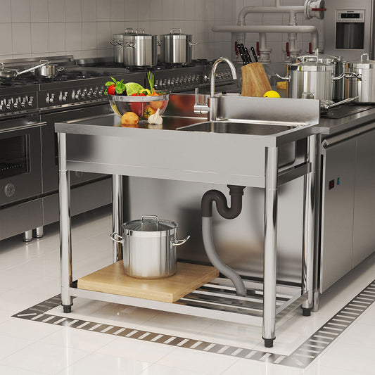 Stainless Steel One Compartment Commercial Sink with Left Drainboard