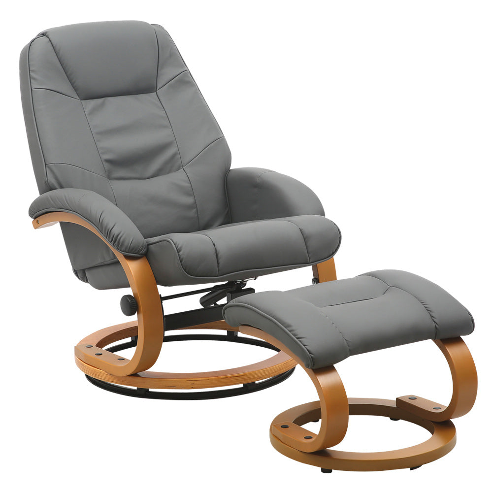 Walnut color/Black Brown/Grey/Ergonomic Executive Office Reclining Chair with Footstool