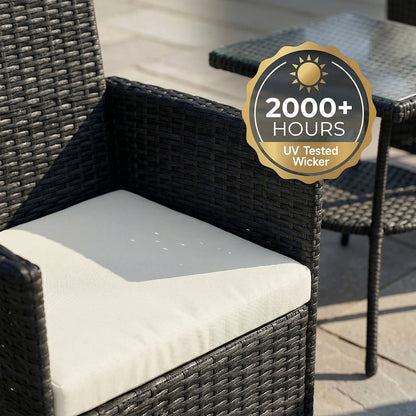 3-Piece PE Rattan Wicker Garden Furniture Bistro Set