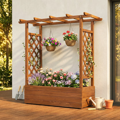 Raised Garden Bed with Side Trellis and Hanging Roof