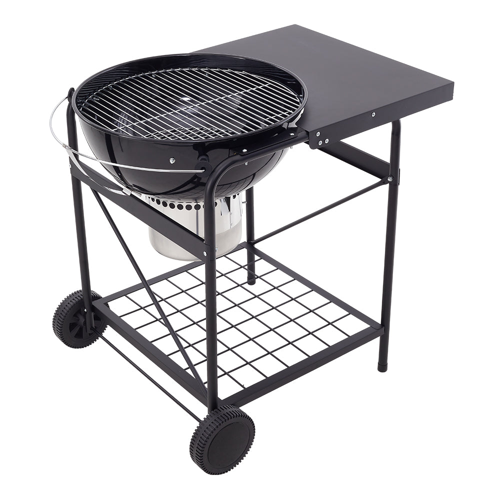 Outdoor Round Charcoal Grill with Side Table