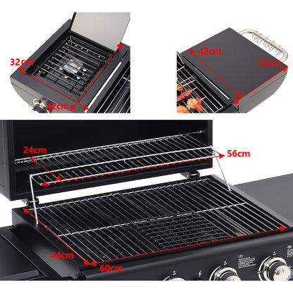 Garden Gas Grill BBQ with 5 Burners and Wheels