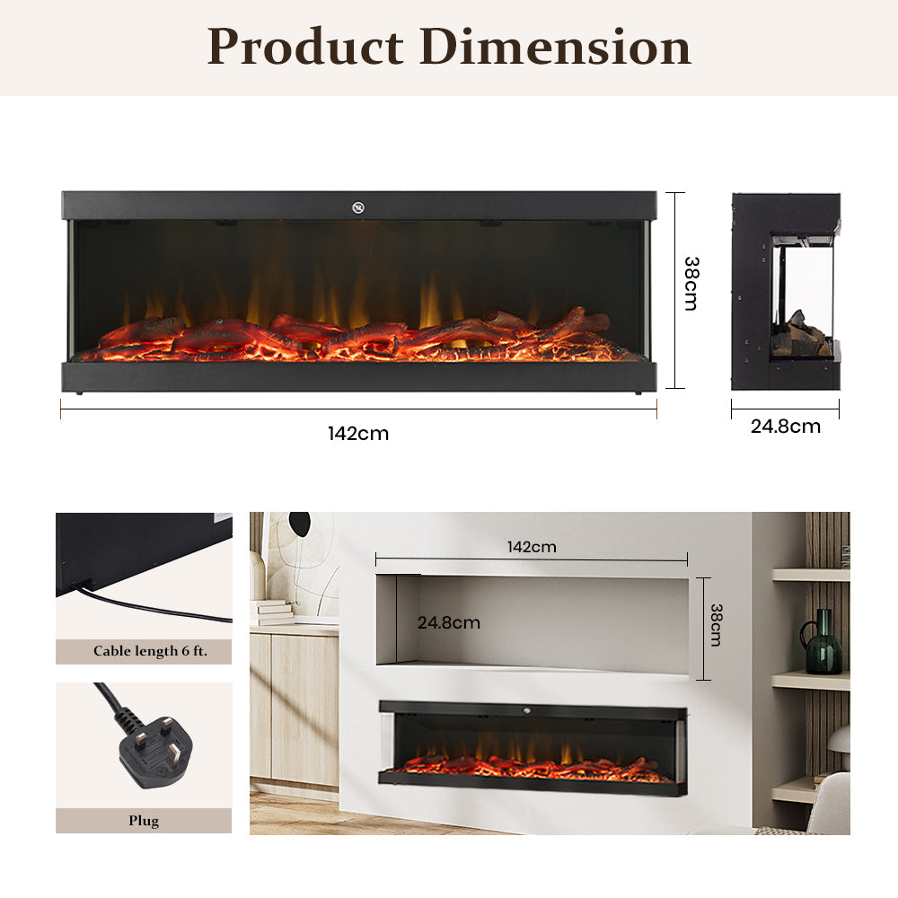 50/60 Inch Electric Fireplace with Remote Control