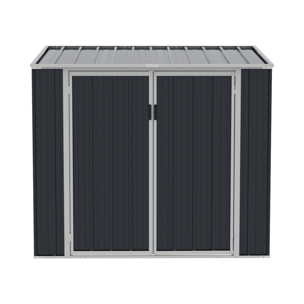 5x3ft Grey Metal Bin Storage Shed Pent Roof Lockable