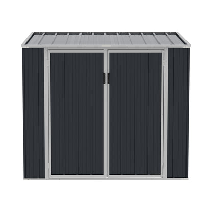 5x3ft Grey Metal Bin Storage Shed Pent Roof Lockable