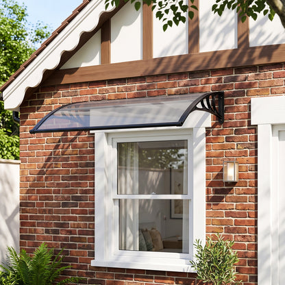 Black Outdoor Door Canopy Window Awning with Drainage Channel
