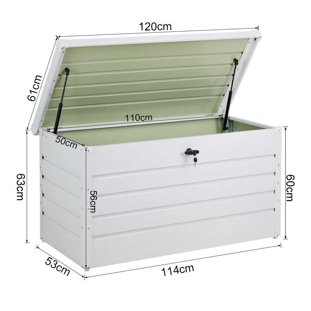 350L Metal Lockable Garden Storage Box Patio Waterproof Box