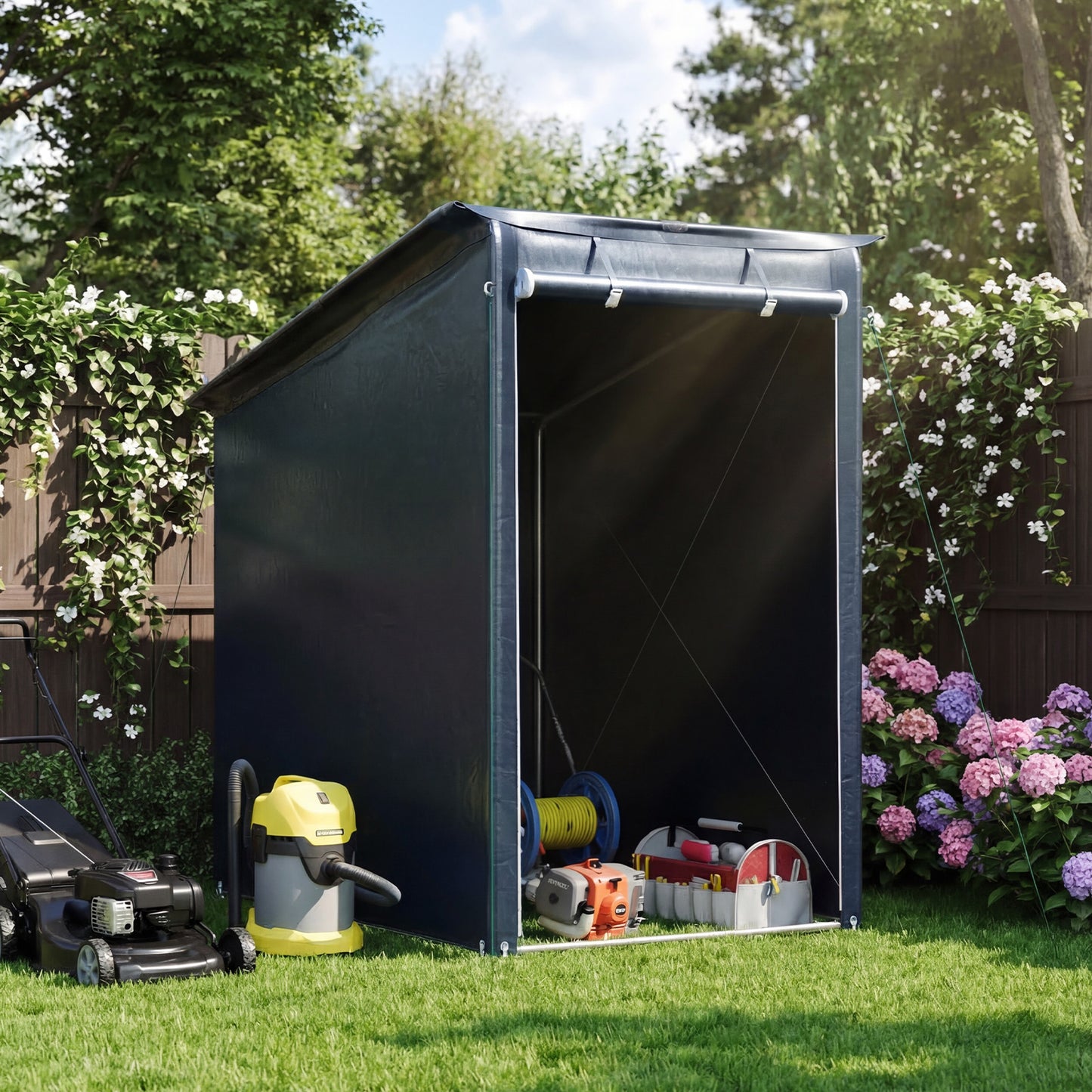 Outdoor Garden Storage Shelter with Roll-Up Zipper Door