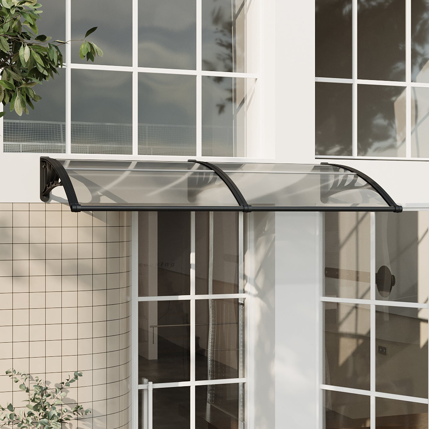 Black Outdoor Door Canopy Window Awning with Drainage Channel