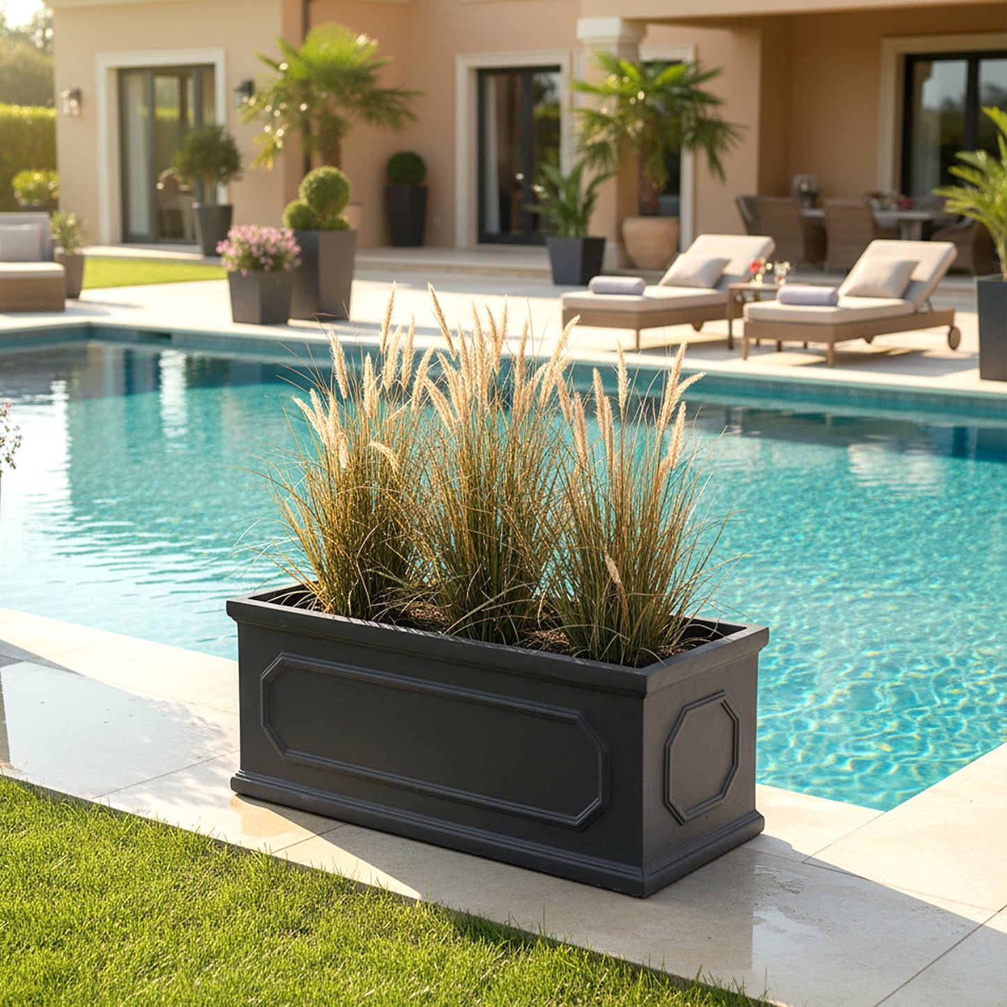 70cm Black Cement Flower Pot