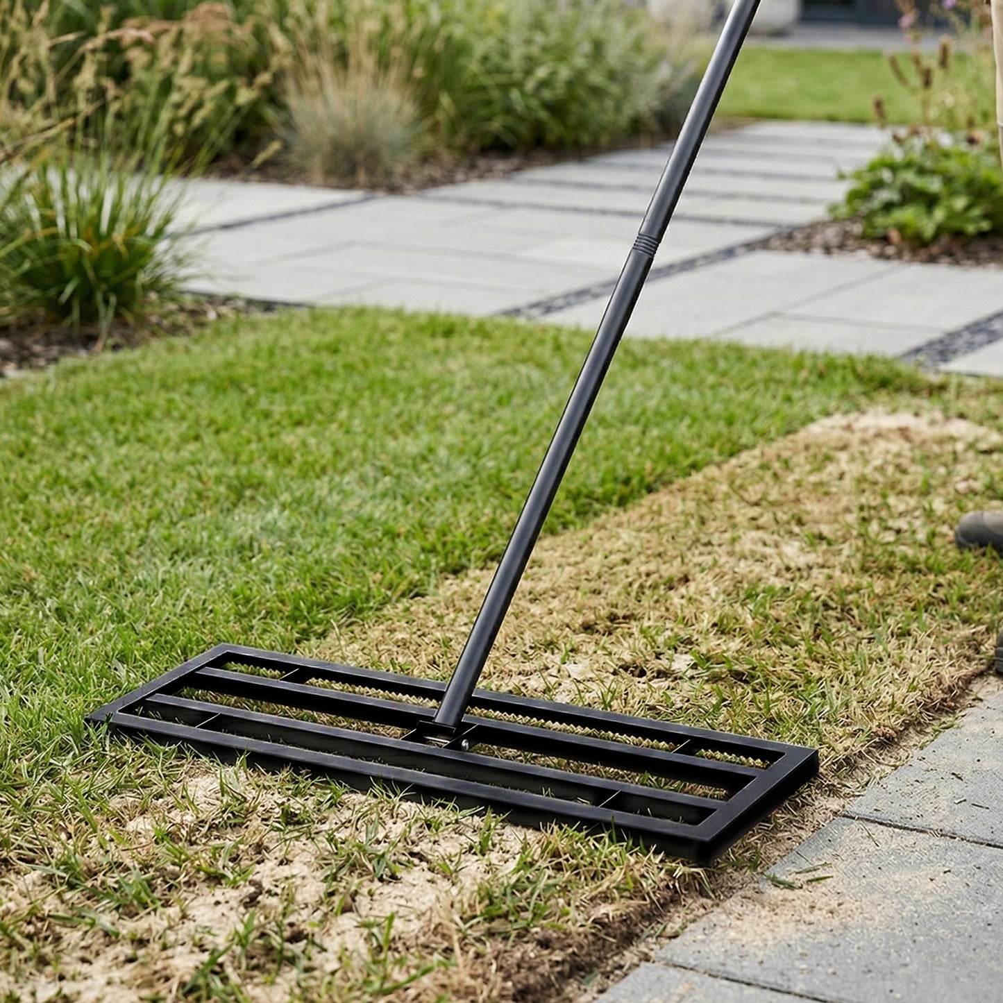 Garden Lawn Levelling Rake with Serrated Design