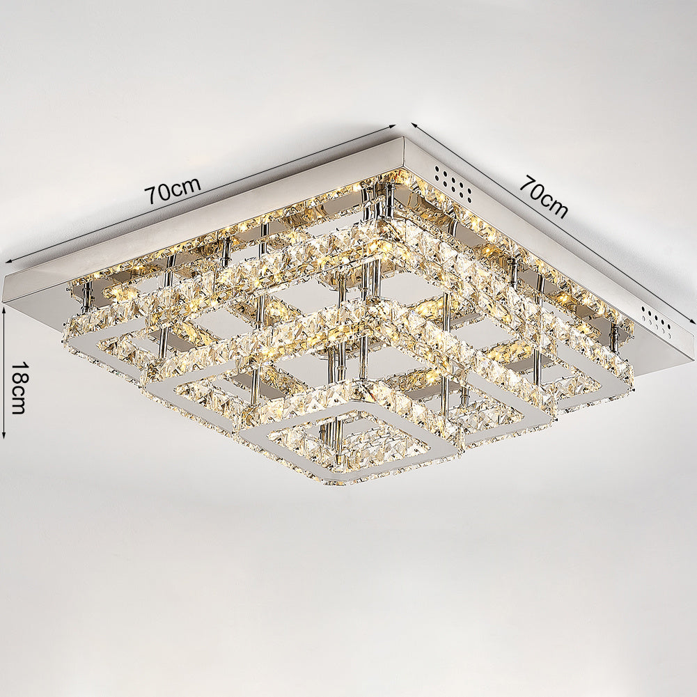 Square Large-size Glamourous Crystal LED Ceiling Light