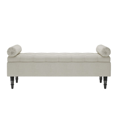 Grey/Beige Flip Top Storage Bench with Side Arms