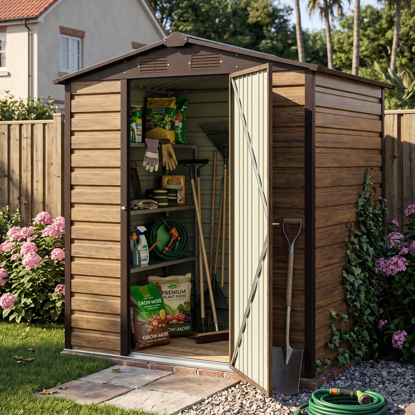 4 x 6FT Metal Apex Roof Garden Storage Shed