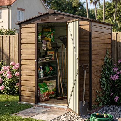 4 x 6FT Metal Apex Roof Garden Storage Shed