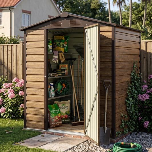 4 x 6FT Metal Apex Roof Garden Storage Shed