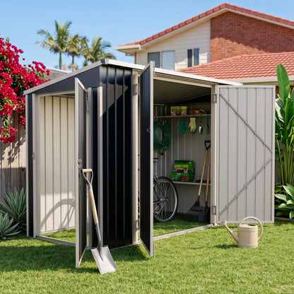 8x4 FT Metal Pent Roof Garden Tool Storage Shed