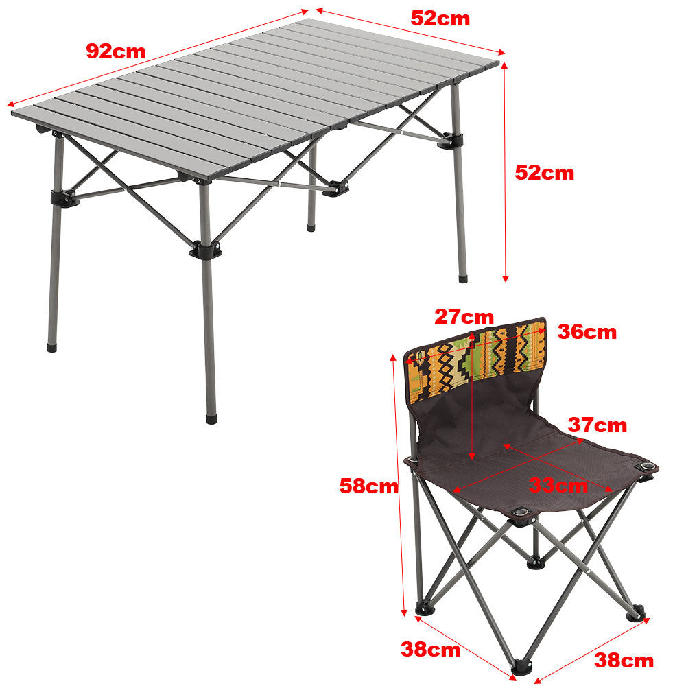 Portable Outdoor Camping Set with Foldable Table and 6 Chairs