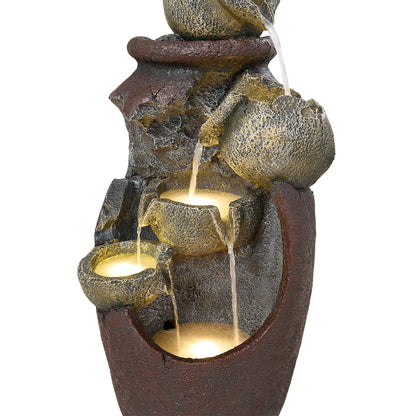 Outdoor Garden Water Feature with LED Lights