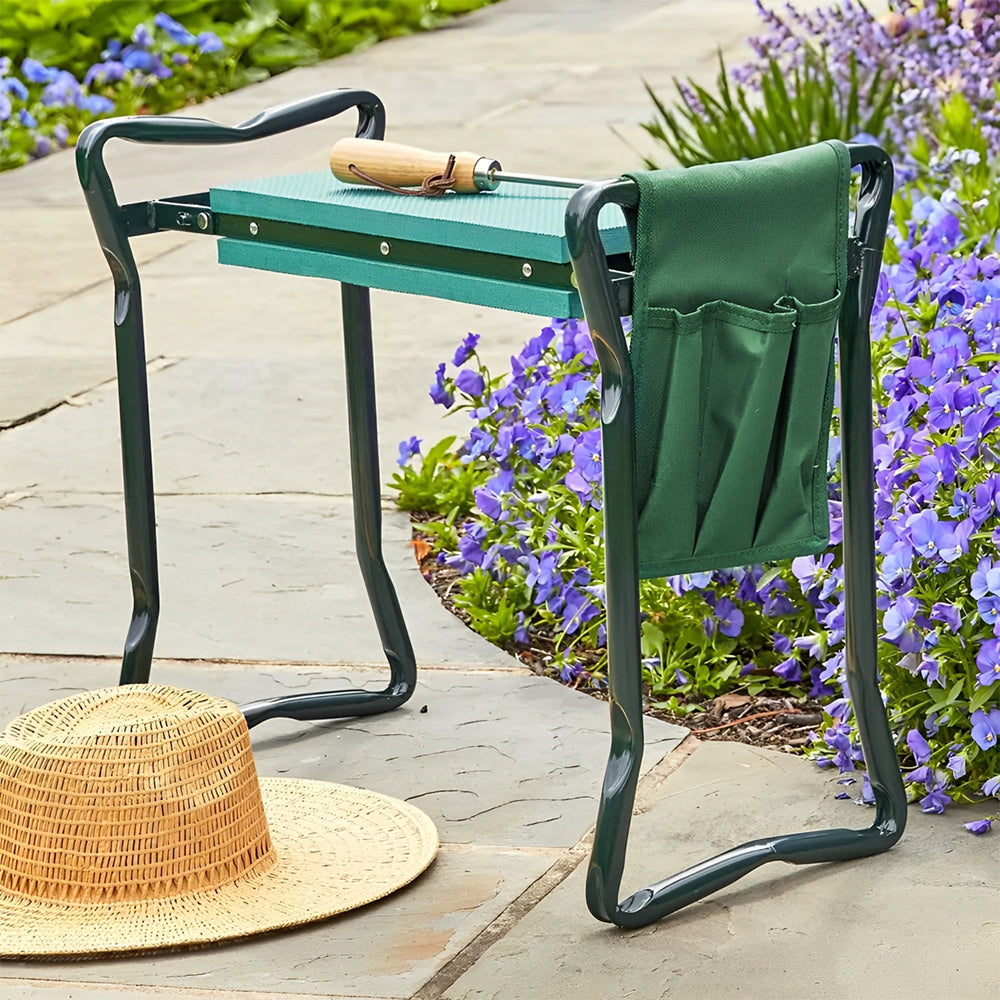 Folding Garden Kneeling Stool with 2 Detachable Tool Bags