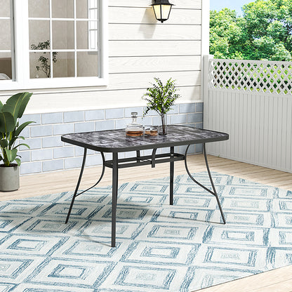 Black Garden Square Marble Patio Table With Umbrella Hole