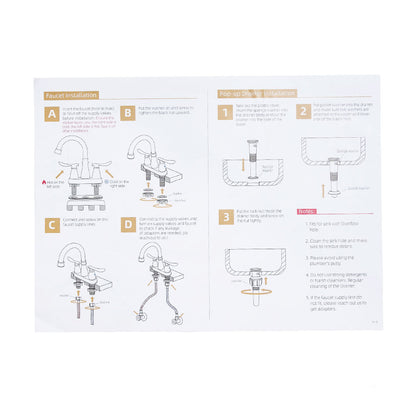 Double Handle Bathroom Sink Faucet with Drainer
