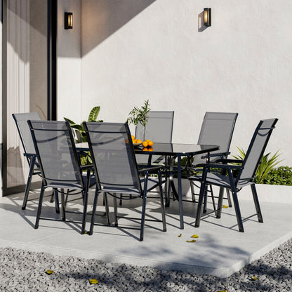 4/6 Chairs with Rectangular Table Garden Dining Set