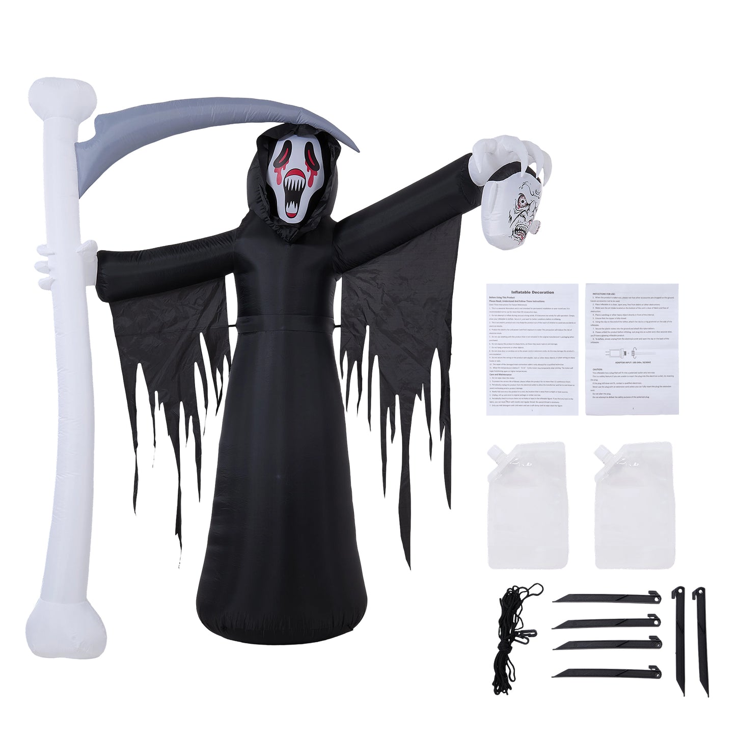 8 FT Halloween Inflatable Grim Reaper with LED Lights