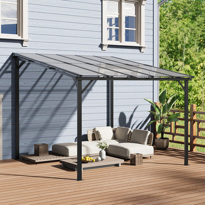 3 x 3M Wall Mounted Canopy Gazebo Polycarbonate Roof Patio Shelter