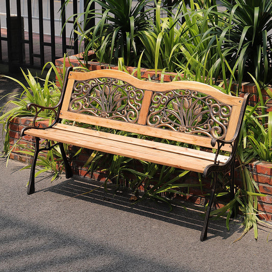 125CM Wide Bronze-Coated Metal Outdoor Bench