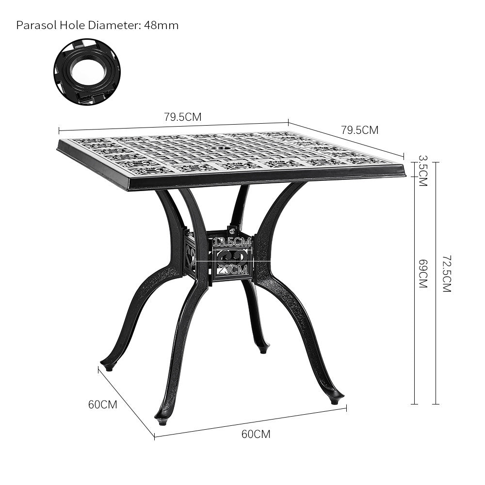 Black Cast Aluminum Outdoor Dining Table