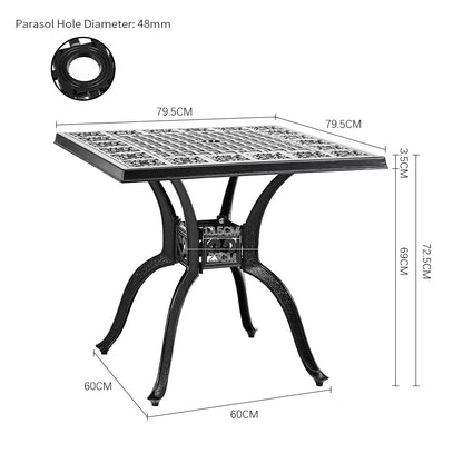 Black Cast Aluminum Outdoor Dining Table