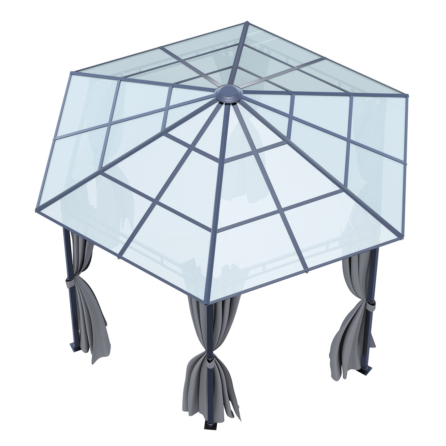 Dark Grey Aluminum & Steel Hexagonal Polycarbonate Canopy