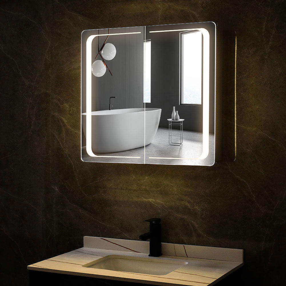 Double-Sided Door Mirror Cabinet with LED Lighting